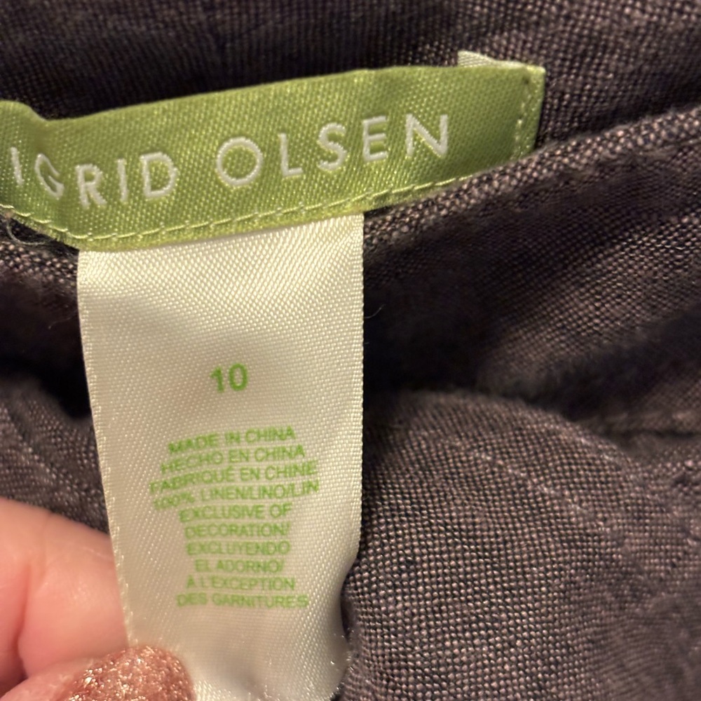 Sigrid Olsen Coastal Capri Pants Jacket 2 Pc Set Linen Blend Women’s Sz 10 - Picture 10 of 12
